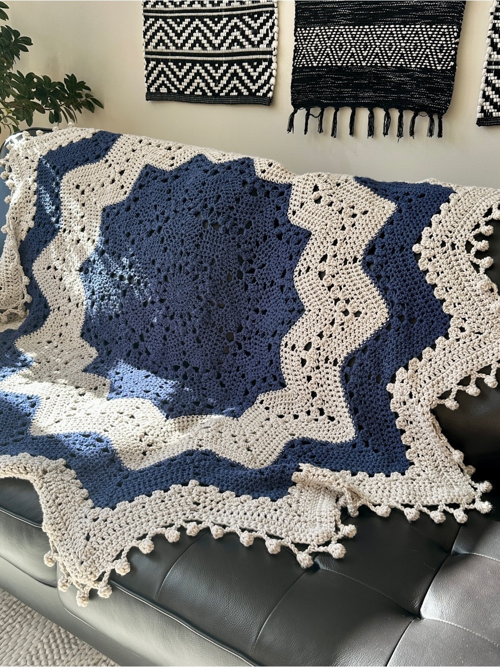 Crochet Starburst Blanket, Large Boho Crochet Star Blanket, Chunky Throw Afghan